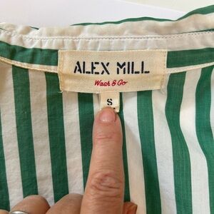 Alex Mill Classic Green and White Striped Top